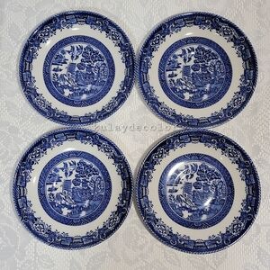 Vintage Wood & Sons Blue Willow Bread Plates Set of 4 — 5.75″ Made in England